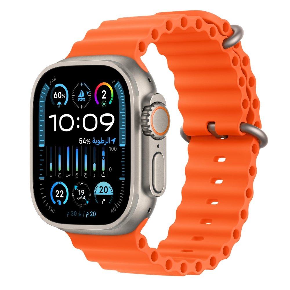 ساعة أبل ألترا 2 الخلوي + جي بي اس هيكل تيتانيوم 49 ملم سوار برتقالي أوشن
